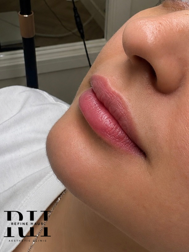 Close-up result after 0.5ml natural lip enhancement